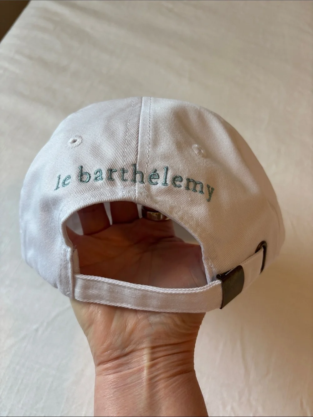 St Barths NEW White Baseball Cap with Teal Starfish Embroidered Emblem - New